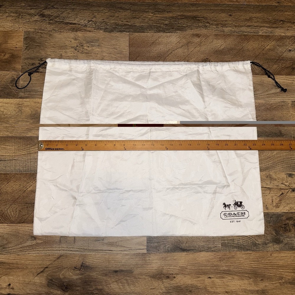 Coach Leatherware 23x19 Ivory Satin Drawstring Dust Bag Storage Purse Shoes - Picture 4 of 5